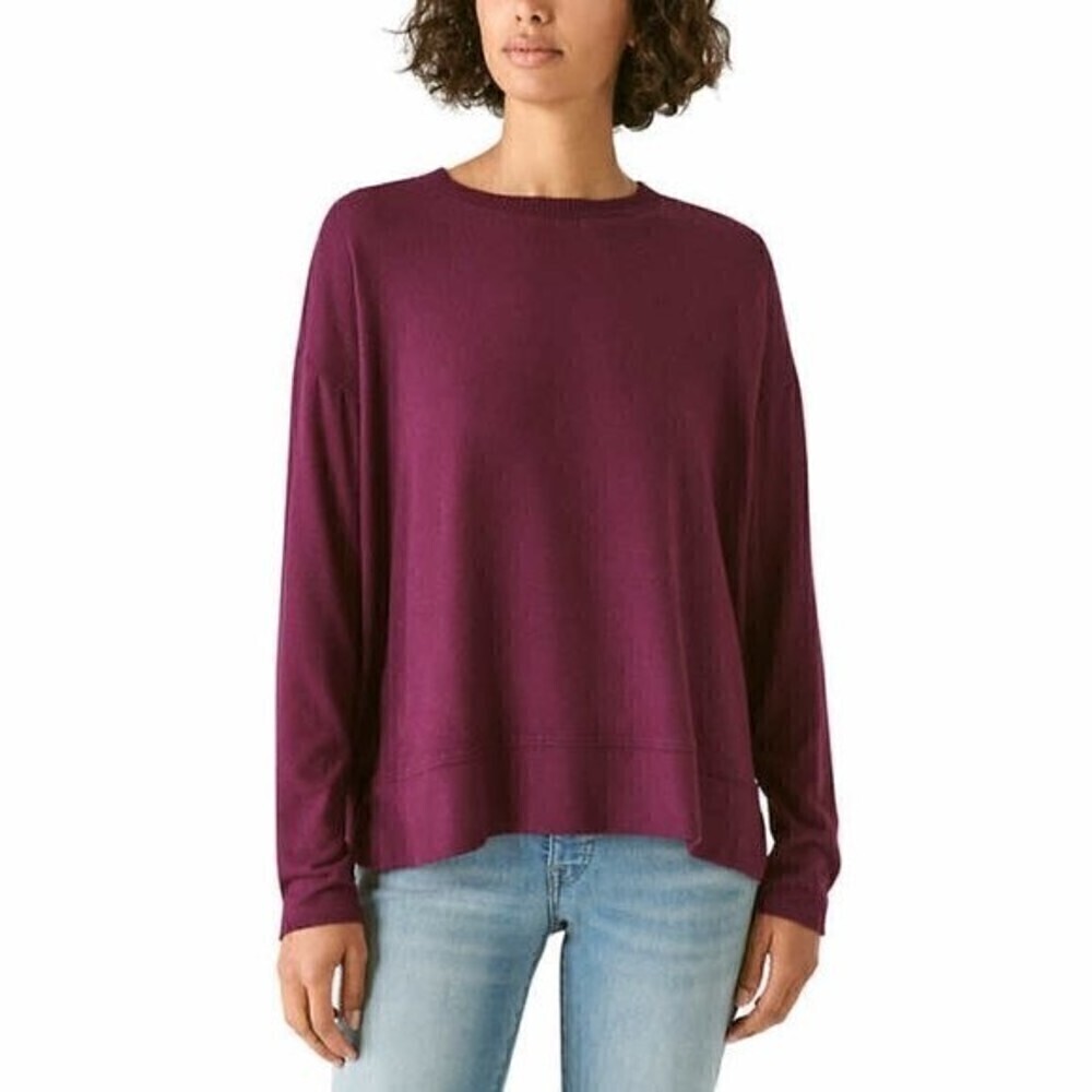 Lucky Brand Women's Purple Casual Crewneck Sweater Top Small